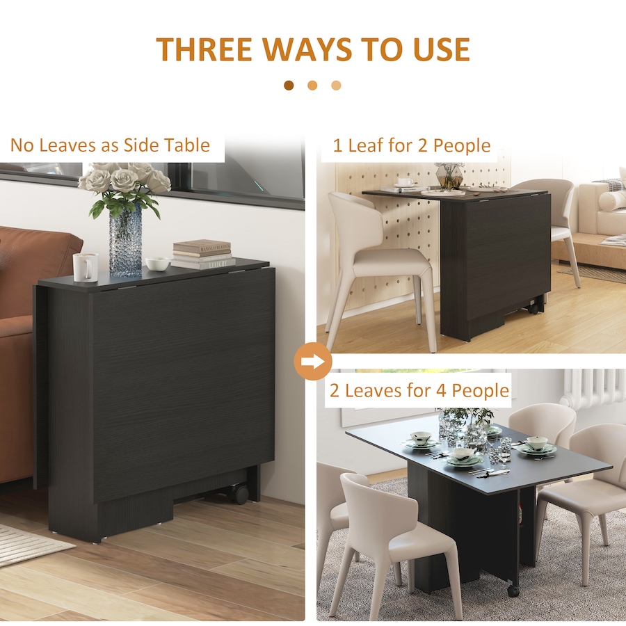 Image 917455_ALTMORE3.jpg, Product 917-455 / Price $129.99, HOMCOM Foldable Dining Table with Storage Shelves, Drop Leaf, Wheels from HOMCOM on TSC.ca's Home & Garden department