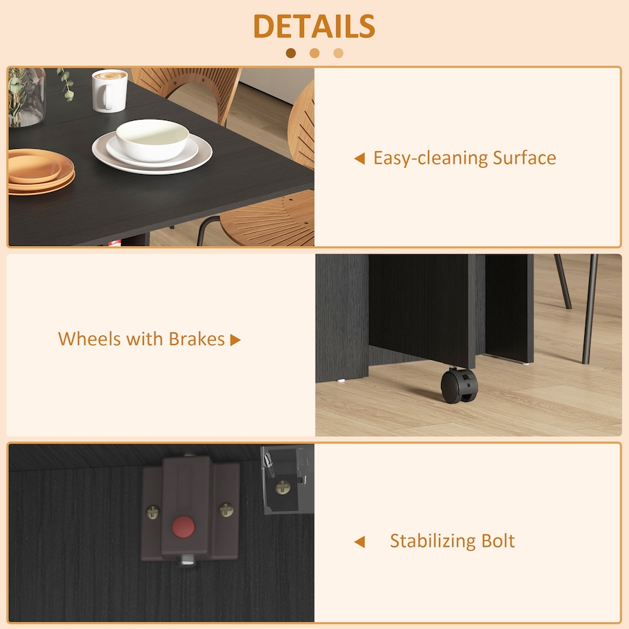Image 917455_ALTMORE4.jpg, Product 917-455 / Price $129.99, HOMCOM Foldable Dining Table with Storage Shelves, Drop Leaf, Wheels from HOMCOM on TSC.ca's Home & Garden department