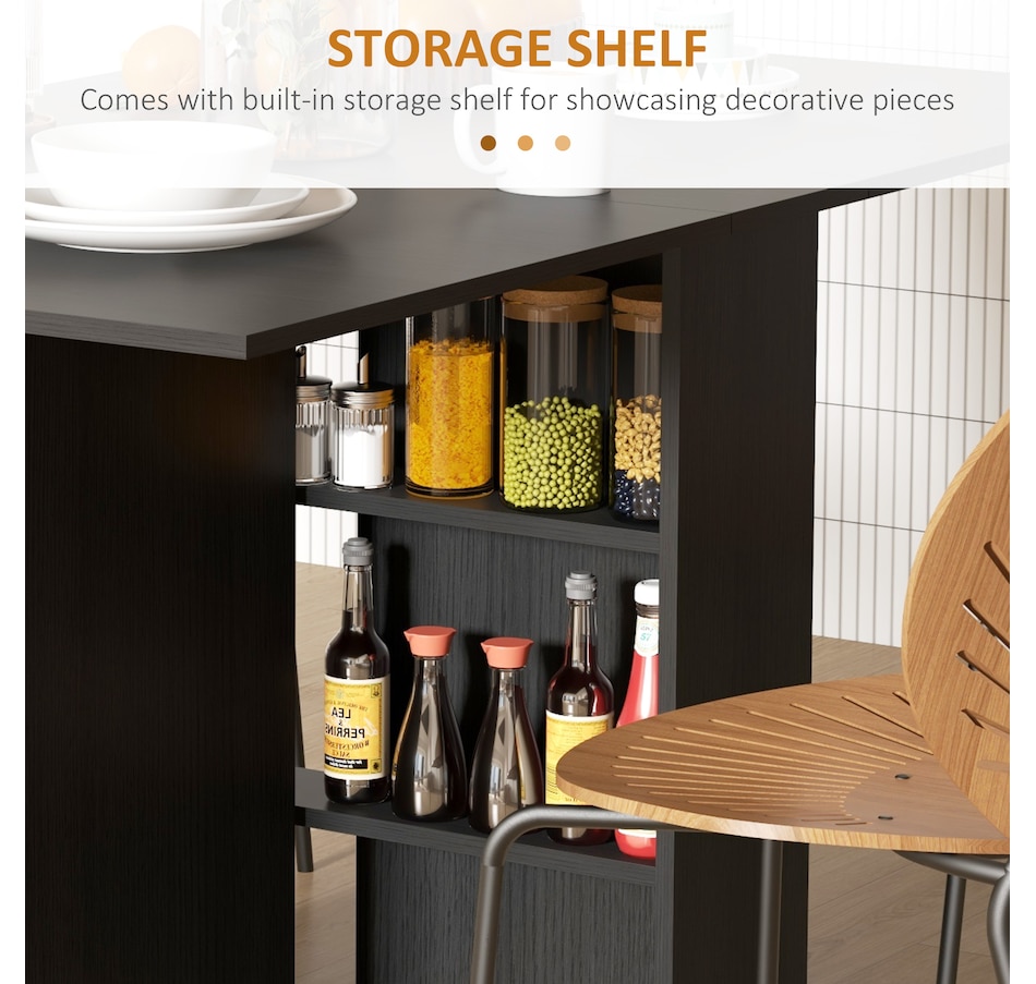 Image 917455_ALTMORE5.jpg, Product 917-455 / Price $129.99, HOMCOM Foldable Dining Table with Storage Shelves, Drop Leaf, Wheels from HOMCOM on TSC.ca's Home & Garden department