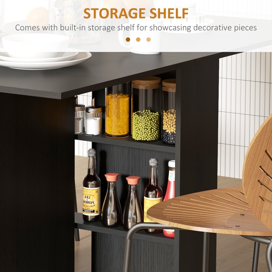 Image 917455_ALTMORE5.jpg, Product 917-455 / Price $129.99, HOMCOM Foldable Dining Table with Storage Shelves, Drop Leaf, Wheels from HOMCOM on TSC.ca's Home & Garden department