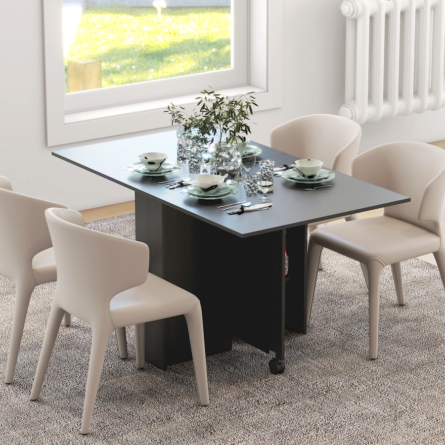 Image 917455_ALTMORE7.jpg, Product 917-455 / Price $129.99, HOMCOM Foldable Dining Table with Storage Shelves, Drop Leaf, Wheels from HOMCOM on TSC.ca's Home & Garden department