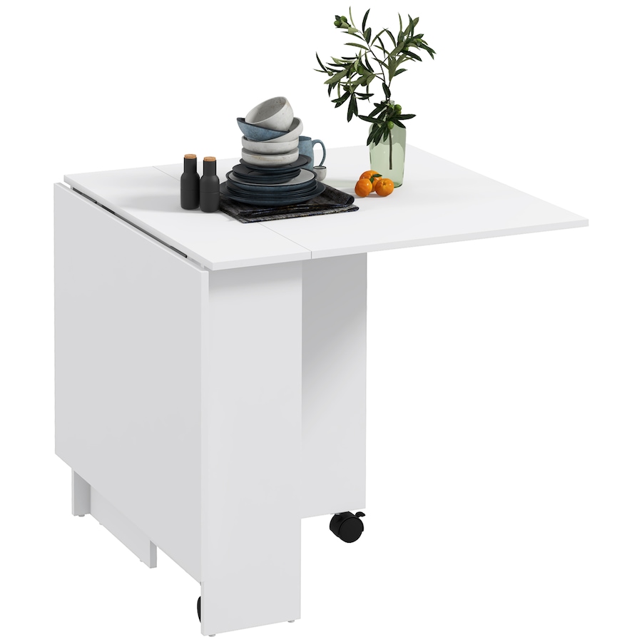 Image 917455_ST02.jpg, Product 917-455 / Price $129.99, HOMCOM Foldable Dining Table with Storage Shelves, Drop Leaf, Wheels from HOMCOM on TSC.ca's Home & Garden department