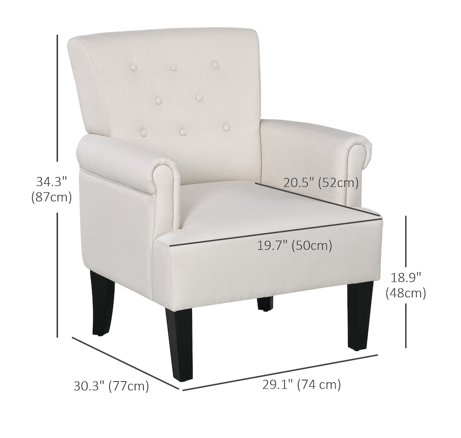 Image 917459_ALTMORE11.jpg, Product 917-459 / Price $159.99 - $229.99, HOMCOM Fabric Accent Chair Tufted Armchair w/ Wood Legs Rolled Arms from HOMCOM on TSC.ca's Home & Garden department