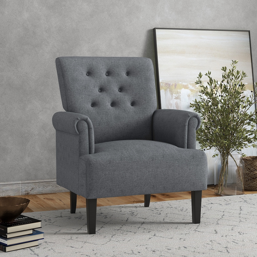 Image 917459_ALTMORE18.jpg, Product 917-459 / Price $209.99, HOMCOM Fabric Accent Chair Tufted Armchair w/ Wood Legs Rolled Arms from HOMCOM on TSC.ca's Home & Garden department