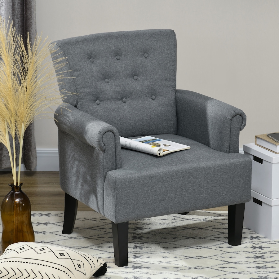 Image 917459_ALTMORE23.jpg, Product 917-459 / Price $209.99, HOMCOM Fabric Accent Chair Tufted Armchair w/ Wood Legs Rolled Arms from HOMCOM on TSC.ca's Home & Garden department