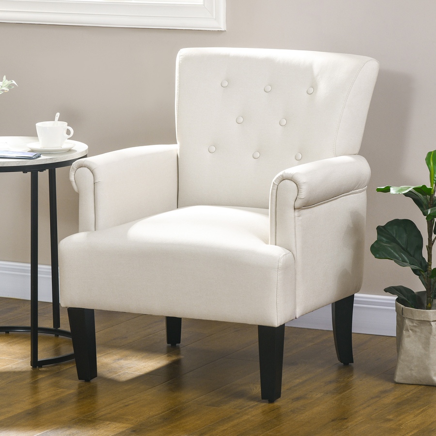 Image 917459_ALTMORE26.jpg, Product 917-459 / Price $209.99, HOMCOM Fabric Accent Chair Tufted Armchair w/ Wood Legs Rolled Arms from HOMCOM on TSC.ca's Home & Garden department