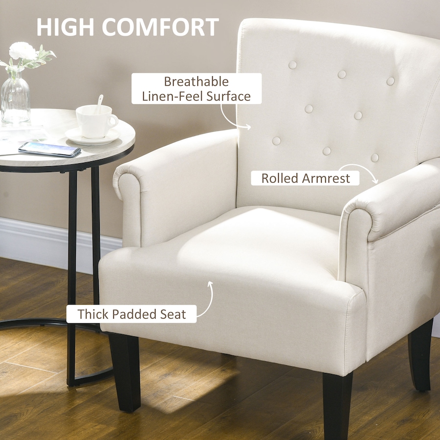 Image 917459_ALTMORE28.jpg, Product 917-459 / Price $209.99, HOMCOM Fabric Accent Chair Tufted Armchair w/ Wood Legs Rolled Arms from HOMCOM on TSC.ca's Home & Garden department