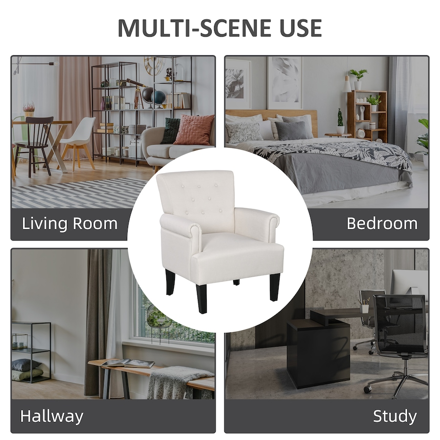 Image 917459_ALTMORE30.jpg, Product 917-459 / Price $209.99, HOMCOM Fabric Accent Chair Tufted Armchair w/ Wood Legs Rolled Arms from HOMCOM on TSC.ca's Home & Garden department
