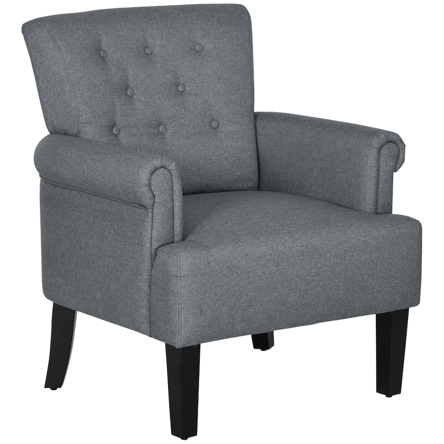 Image 917459_ST01.jpg, Product 917-459 / Price $209.99, HOMCOM Fabric Accent Chair Tufted Armchair w/ Wood Legs Rolled Arms from HOMCOM on TSC.ca's Home & Garden department