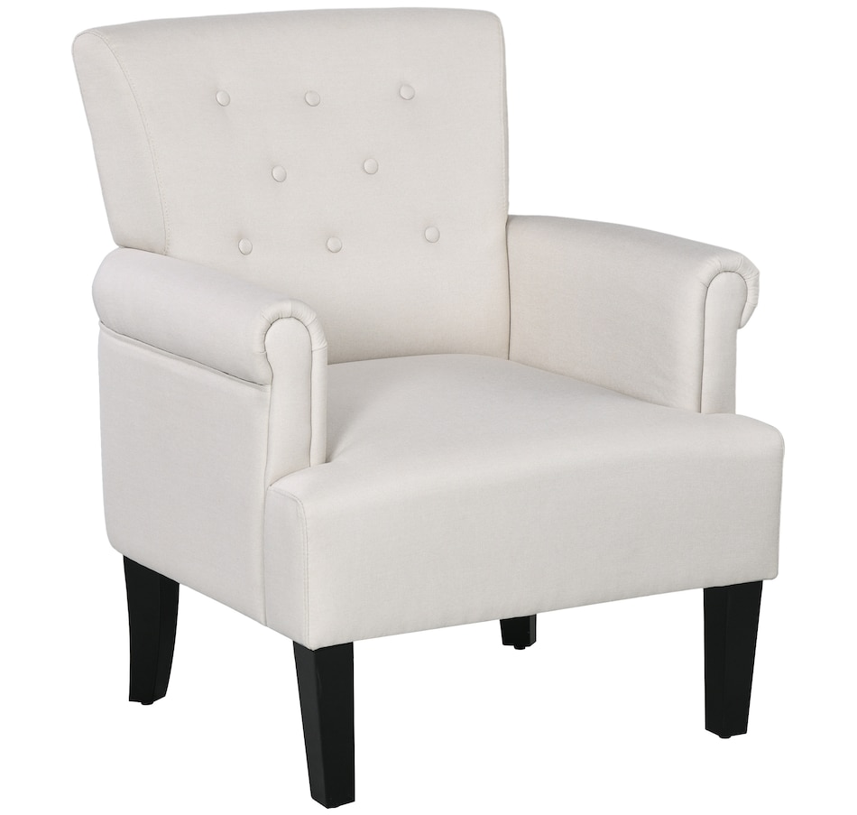 Image 917459_ST02.jpg, Product 917-459 / Price $159.99 - $229.99, HOMCOM Fabric Accent Chair Tufted Armchair w/ Wood Legs Rolled Arms from HOMCOM on TSC.ca's Home & Garden department
