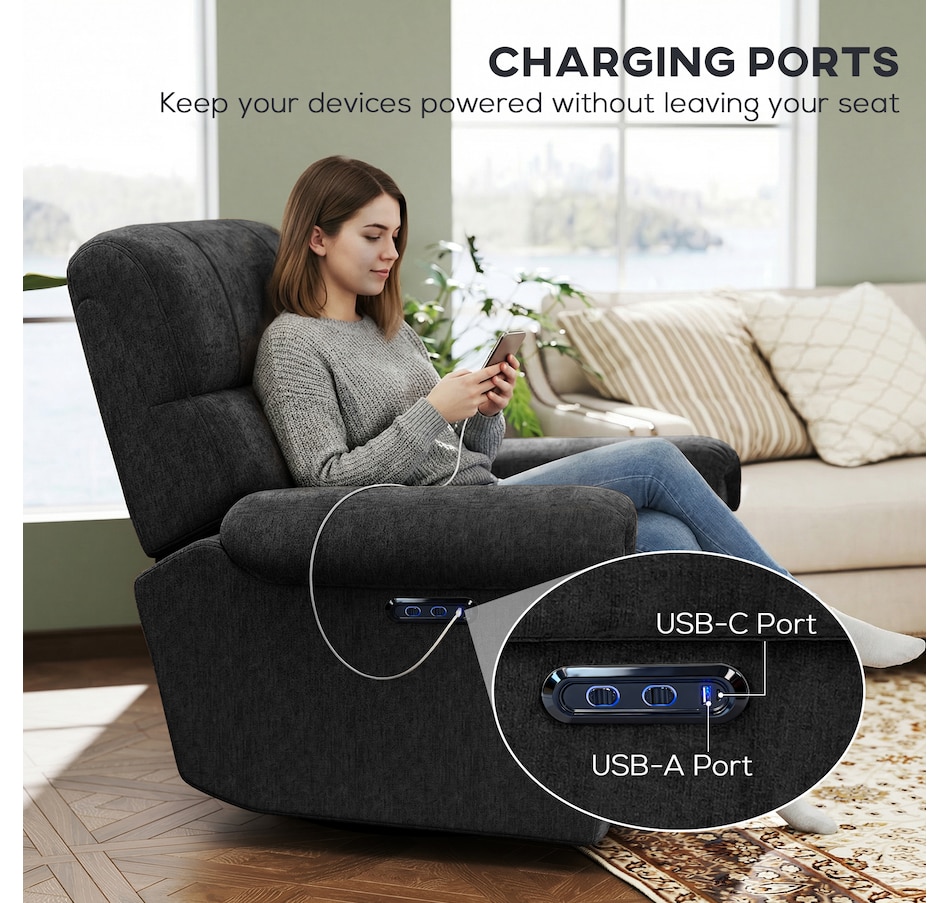 Image 917478_ALTMORE23.jpg, Product 917-478 / Price $529.99 - $559.99, HOMCOM Power Recliner Chair, Upholstered Recliner Chair w/ USB Ports from HOMCOM on TSC.ca's Home & Garden department