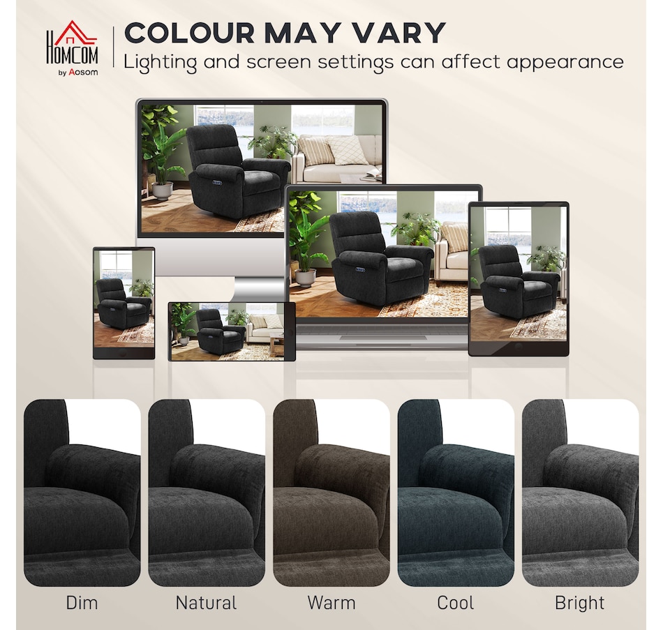 Image 917478_ALTMORE24.jpg, Product 917-478 / Price $529.99 - $559.99, HOMCOM Power Recliner Chair, Upholstered Recliner Chair w/ USB Ports from HOMCOM on TSC.ca's Home & Garden department