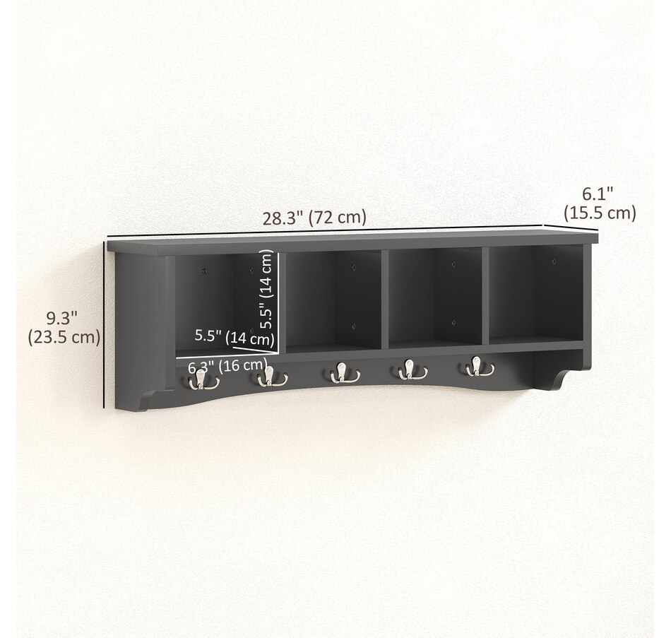 Image 917481_ALTMORE11.jpg, Product 917-481 / Price $64.99 - $69.99, HOMCOM Coat Rack Wall Mount with Shelf, Wall Coat Rack with Hooks from HOMCOM on TSC.ca's Home & Garden department