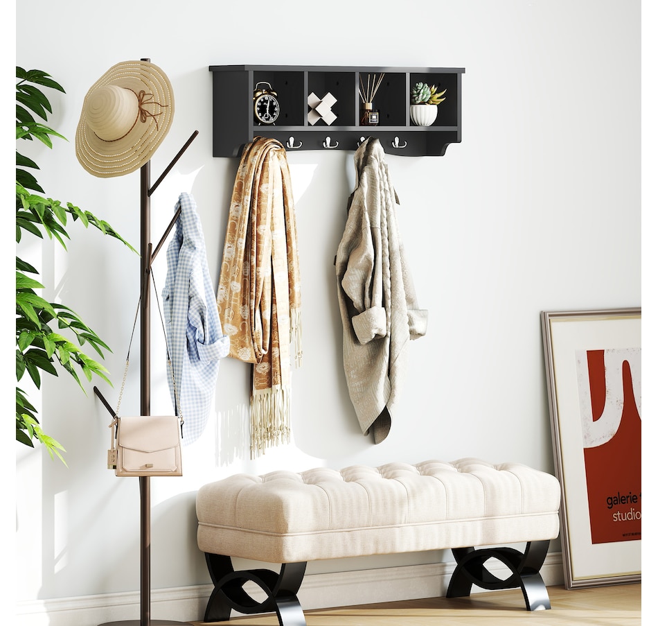 Image 917481_ALTMORE15.jpg, Product 917-481 / Price $64.99 - $69.99, HOMCOM Coat Rack Wall Mount with Shelf, Wall Coat Rack with Hooks from HOMCOM on TSC.ca's Home & Garden department