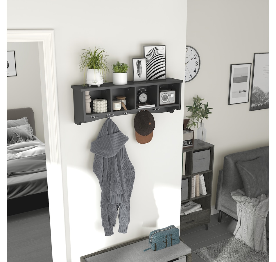 Image 917481_ALTMORE16.jpg, Product 917-481 / Price $64.99 - $69.99, HOMCOM Coat Rack Wall Mount with Shelf, Wall Coat Rack with Hooks from HOMCOM on TSC.ca's Home & Garden department
