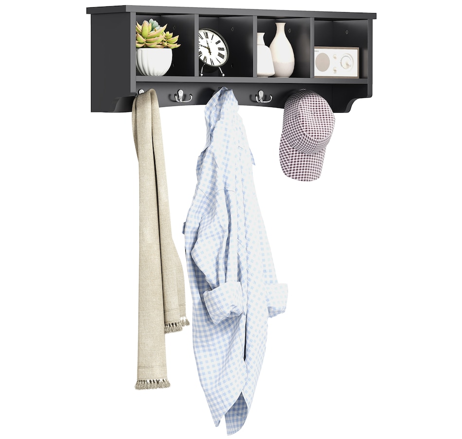 Image 917481_ST02.jpg, Product 917-481 / Price $64.99 - $69.99, HOMCOM Coat Rack Wall Mount with Shelf, Wall Coat Rack with Hooks from HOMCOM on TSC.ca's Home & Garden department