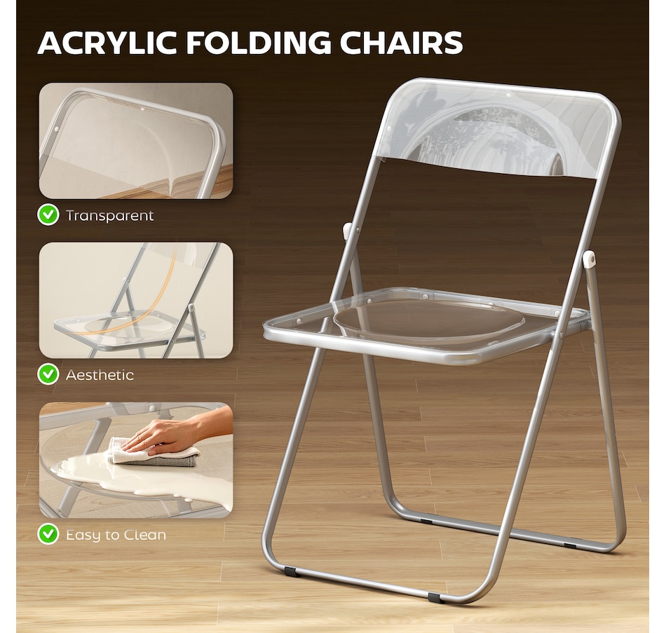Image 917482_ALTMORE12.jpg, Product 917-482 / Price $116.99 - $119.49, 4 Pack Acrylic Folding Chairs, Modern Foldable Chairs from HOMCOM on TSC.ca's Home & Garden department