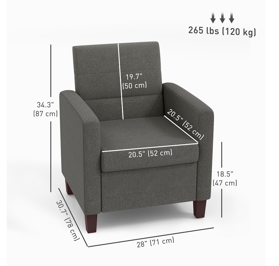 Image 917489_ALTMORE11.jpg, Product 917-489 / Price $207.99, HOMCOM Modern Accent Chair Fabric Armchair w/ Non-Slip Pads from HOMCOM on TSC.ca's Home & Garden department