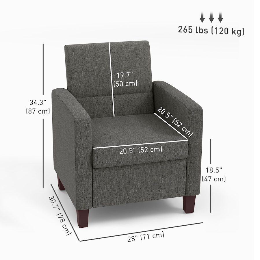 Image 917489_ALTMORE11.jpg, Product 917-489 / Price $179.99, HOMCOM Modern Accent Chair Fabric Armchair w/ Non-Slip Pads from HOMCOM on TSC.ca's Home & Garden department