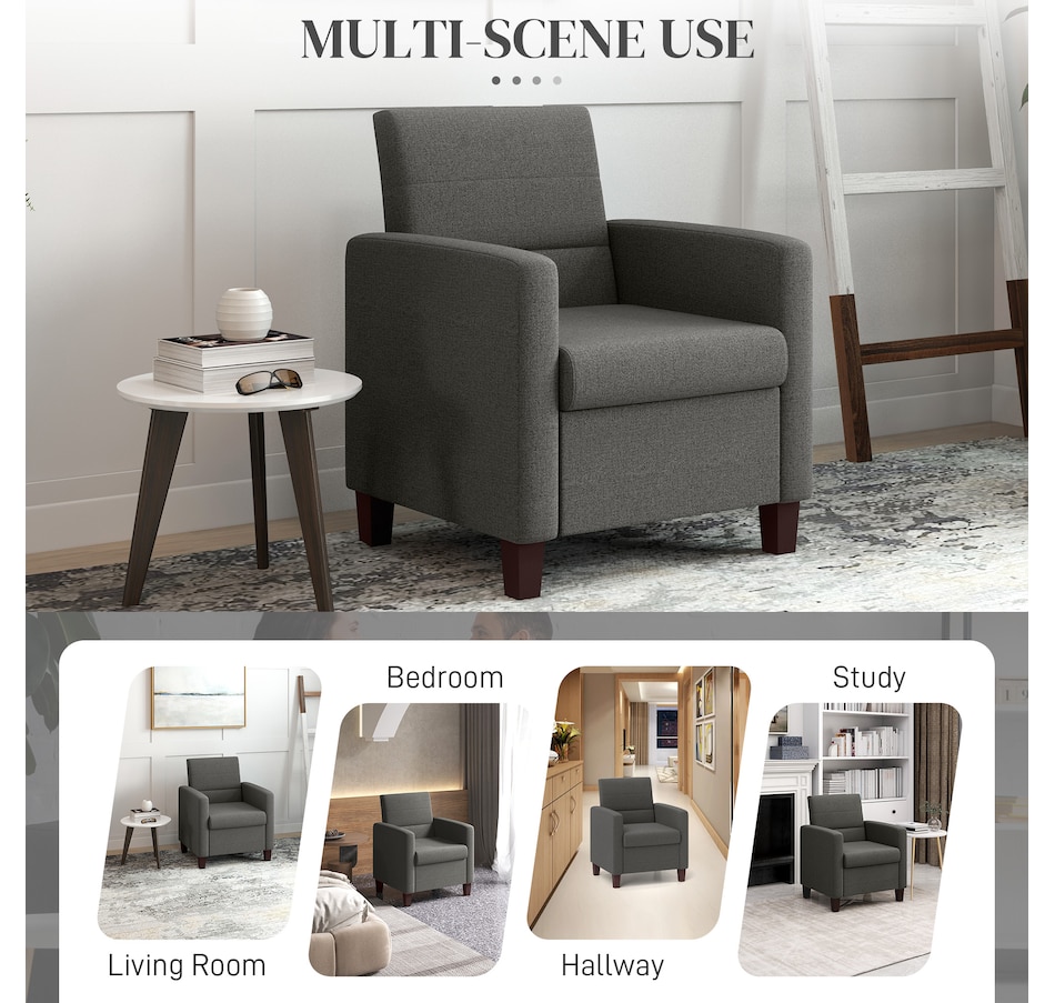 Image 917489_ALTMORE15.jpg, Product 917-489 / Price $207.99, HOMCOM Modern Accent Chair Fabric Armchair w/ Non-Slip Pads from HOMCOM on TSC.ca's Home & Garden department