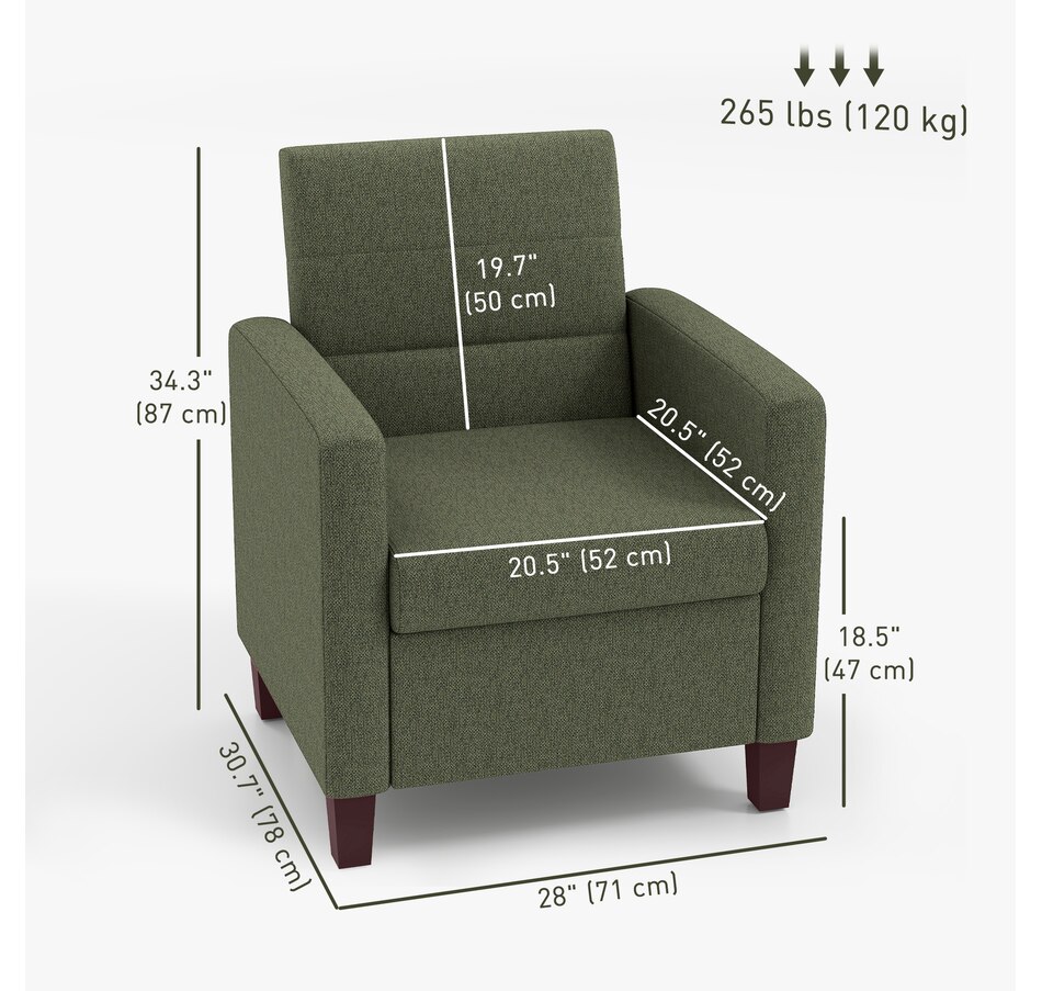 Image 917489_ALTMORE2.jpg, Product 917-489 / Price $207.99, HOMCOM Modern Accent Chair Fabric Armchair w/ Non-Slip Pads from HOMCOM on TSC.ca's Home & Garden department