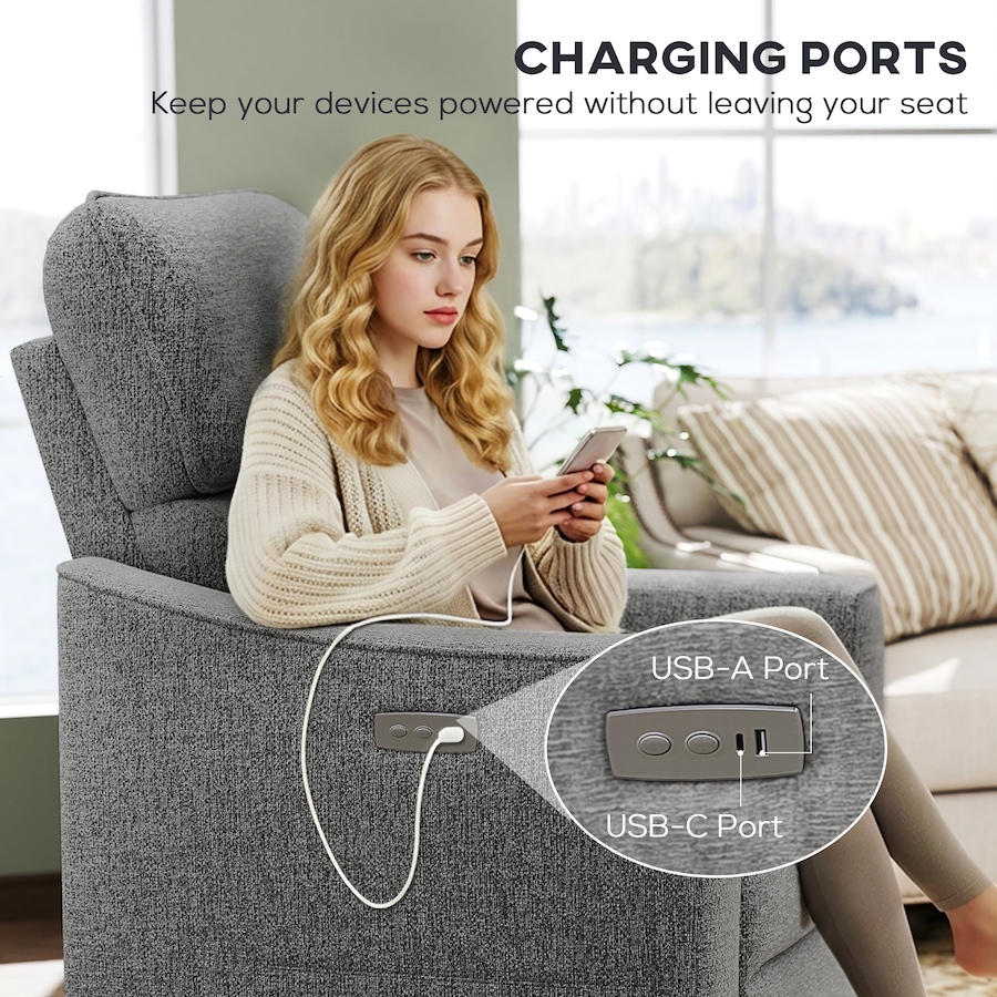 Image 917500_ALTMORE14.jpg, Product 917-500 / Price $419.99, HOMCOM Power Recliner Chair, Upholstered Recliner Chair w/ USB Ports from HOMCOM on TSC.ca's Home & Garden department