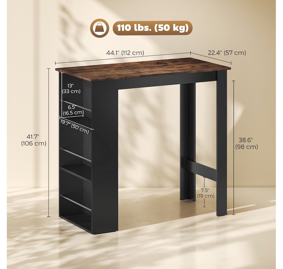 Image 917502_ALTMORE35.jpg, Product 917-502 / Price $115.99 - $135.99, HOMCOM Bar Table Counter Height Dining Table with 3 Shelves from HOMCOM on TSC.ca's Home & Garden department