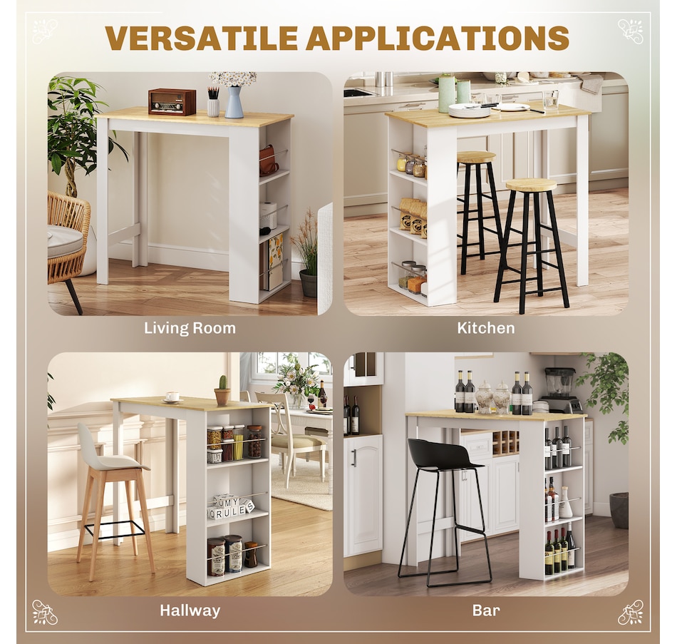 Image 917502_ALTMORE4.jpg, Product 917-502 / Price $115.99 - $135.99, HOMCOM Bar Table Counter Height Dining Table with 3 Shelves from HOMCOM on TSC.ca's Home & Garden department