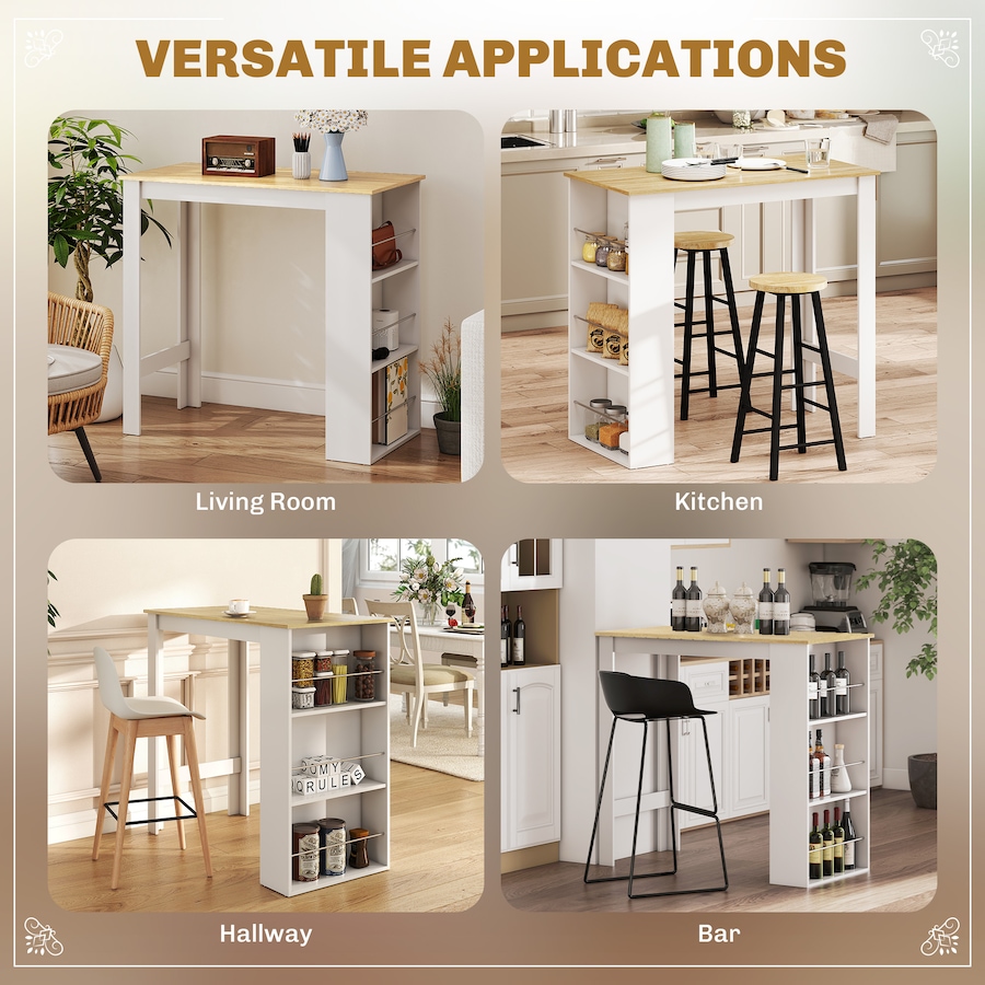 Image 917502_ALTMORE4.jpg, Product 917-502 / Price $121.39 - $129.99, HOMCOM Bar Table Counter Height Dining Table with 3 Shelves from HOMCOM on TSC.ca's Home & Garden department