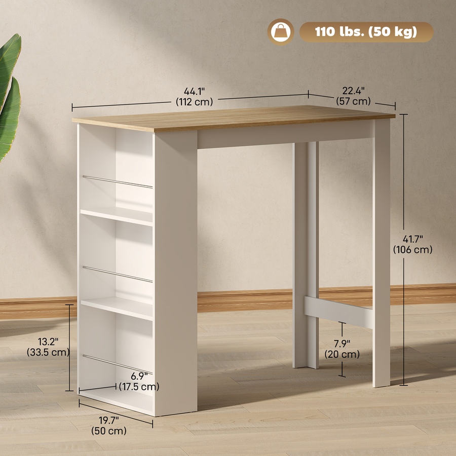 Image 917502_ALTMORE41.jpg, Product 917-502 / Price $121.39 - $129.99, HOMCOM Bar Table Counter Height Dining Table with 3 Shelves from HOMCOM on TSC.ca's Home & Garden department