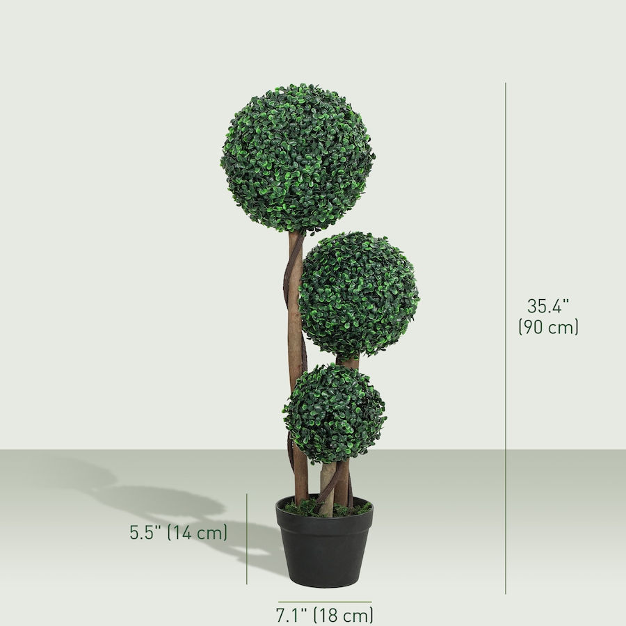 Image 917528_ALTMORE11.jpg, Product 917-528 / Price $109.99 - $119.99, HOMCOM 35 Inch Artificial Boxwood Triple Ball Topiary Trees Set of 2 from HOMCOM on TSC.ca's Home & Garden department