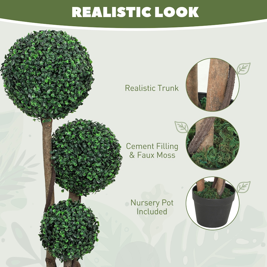Image 917528_ALTMORE12.jpg, Product 917-528 / Price $109.99 - $119.99, HOMCOM 35 Inch Artificial Boxwood Triple Ball Topiary Trees Set of 2 from HOMCOM on TSC.ca's Home & Garden department