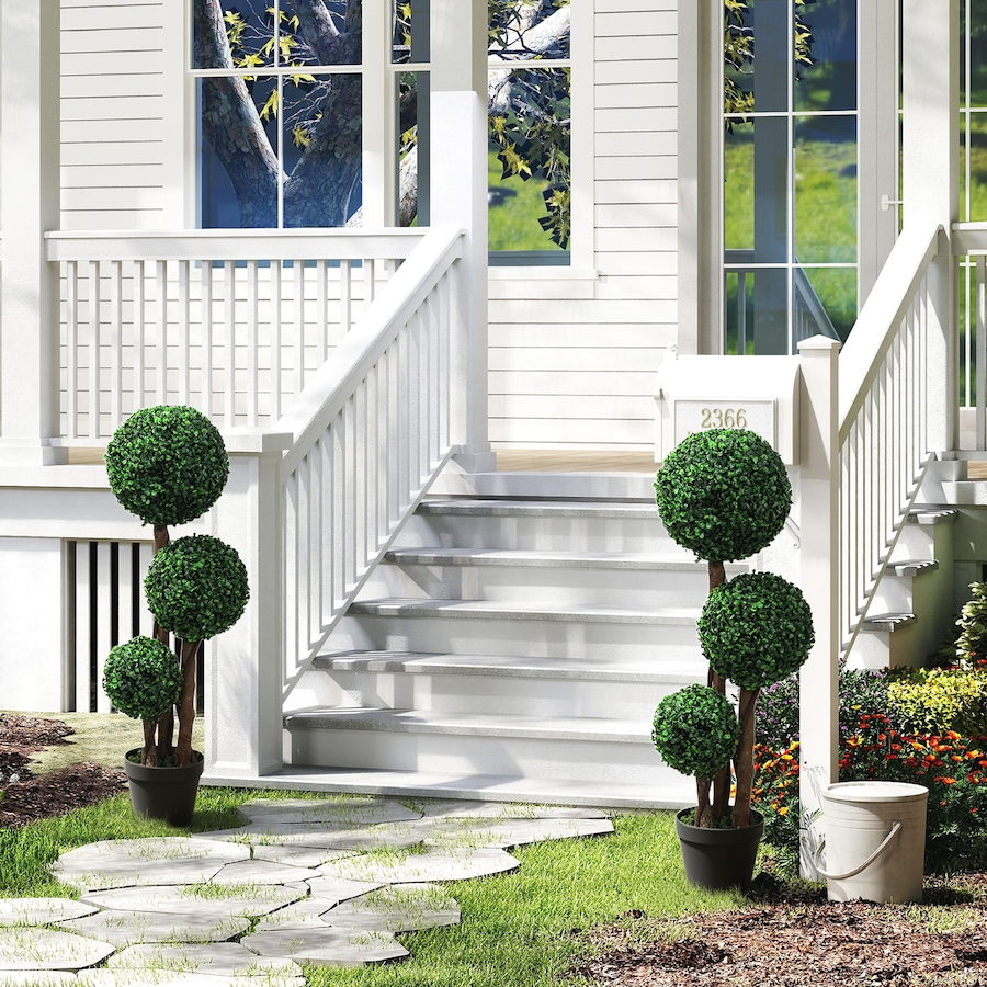 Image 917528_ALTMORE16.jpg, Product 917-528 / Price $109.99 - $119.99, HOMCOM 35 Inch Artificial Boxwood Triple Ball Topiary Trees Set of 2 from HOMCOM on TSC.ca's Home & Garden department