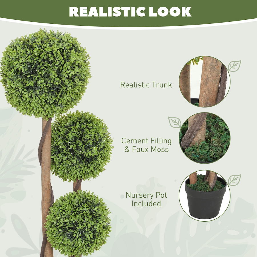 Image 917528_ALTMORE3.jpg, Product 917-528 / Price $109.99 - $119.99, HOMCOM 35 Inch Artificial Boxwood Triple Ball Topiary Trees Set of 2 from HOMCOM on TSC.ca's Home & Garden department