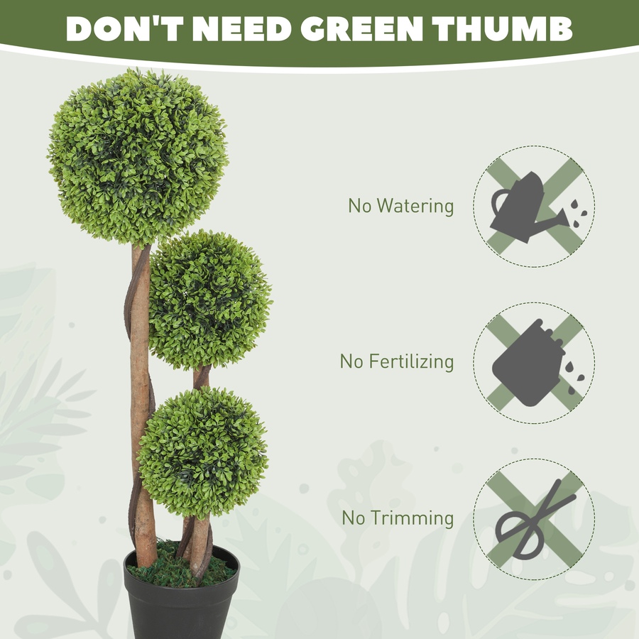 Image 917528_ALTMORE5.jpg, Product 917-528 / Price $109.99 - $119.99, HOMCOM 35 Inch Artificial Boxwood Triple Ball Topiary Trees Set of 2 from HOMCOM on TSC.ca's Home & Garden department