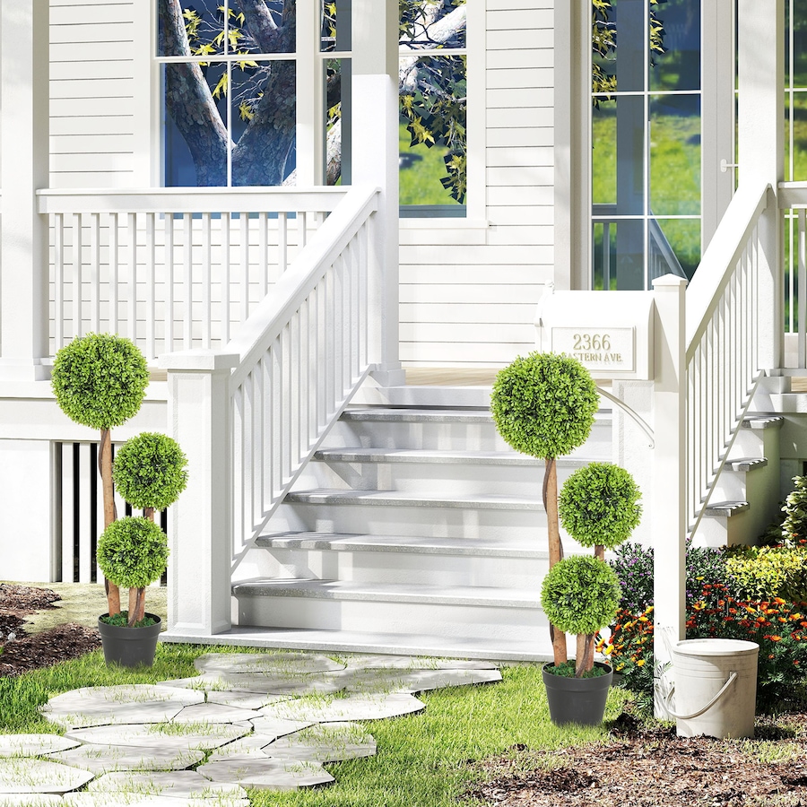 Image 917528_ALTMORE7.jpg, Product 917-528 / Price $109.99 - $119.99, HOMCOM 35 Inch Artificial Boxwood Triple Ball Topiary Trees Set of 2 from HOMCOM on TSC.ca's Home & Garden department