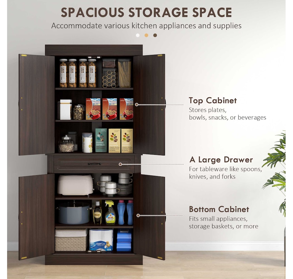 Image 917533_ALTMORE12.jpg, Product 917-533 / Price $234.99 - $329.99, HOMCOM 71" Freestanding Kitchen Pantry with 4 Doors and 2 Large Cabinets from HOMCOM on TSC.ca's Home & Garden department