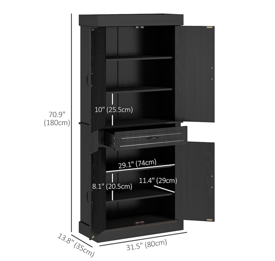Image 917533_ALTMORE2.jpg, Product 917-533 / Price $234.99 - $329.99, HOMCOM 71" Freestanding Kitchen Pantry with 4 Doors and 2 Large Cabinets from HOMCOM on TSC.ca's Home & Garden department