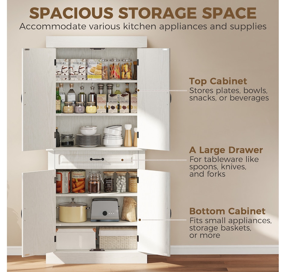 Image 917533_ALTMORE21.jpg, Product 917-533 / Price $234.99 - $329.99, HOMCOM 71" Freestanding Kitchen Pantry with 4 Doors and 2 Large Cabinets from HOMCOM on TSC.ca's Home & Garden department