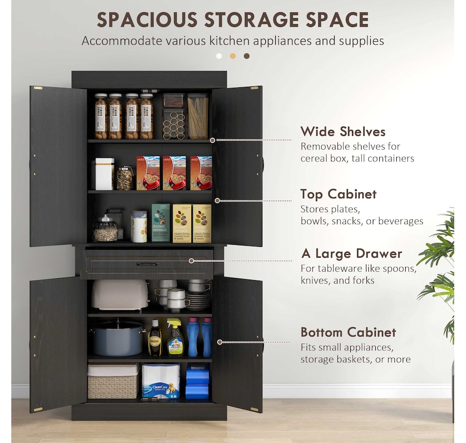 Image 917533_ALTMORE3.jpg, Product 917-533 / Price $234.99 - $329.99, HOMCOM 71" Freestanding Kitchen Pantry with 4 Doors and 2 Large Cabinets from HOMCOM on TSC.ca's Home & Garden department