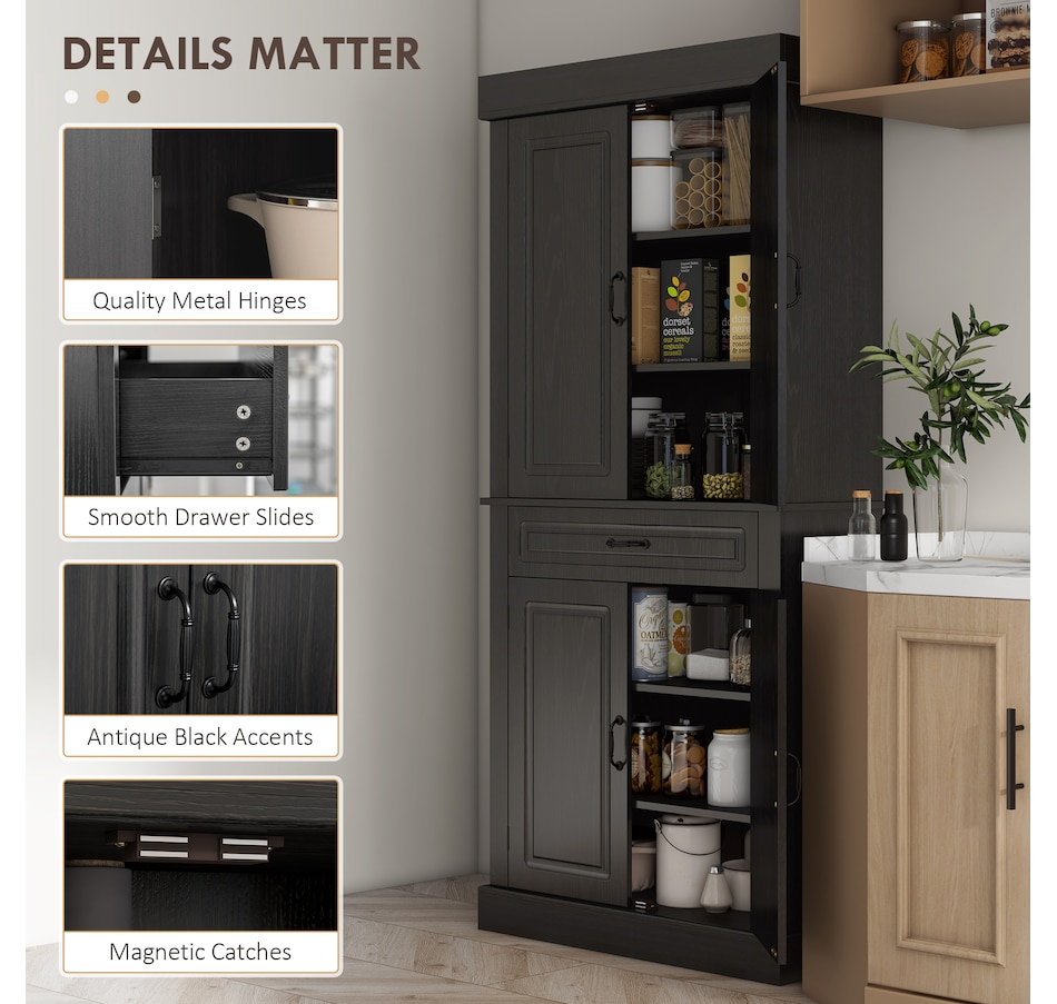 Image 917533_ALTMORE5.jpg, Product 917-533 / Price $234.99 - $329.99, HOMCOM 71" Freestanding Kitchen Pantry with 4 Doors and 2 Large Cabinets from HOMCOM on TSC.ca's Home & Garden department