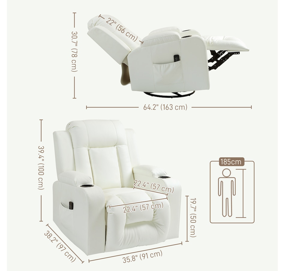 Image 917549_ALTMORE11.jpg, Product 917-549 / Price $609.99 - $629.99, HOMCOM Faux Leather Vibrating Massage Recliner Chair with Remote from HOMCOM on TSC.ca's Home & Garden department