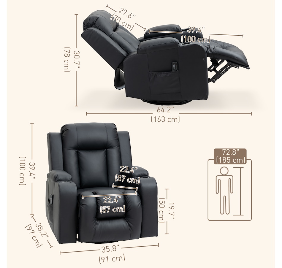 Image 917549_ALTMORE19.jpg, Product 917-549 / Price $609.99 - $629.99, HOMCOM Faux Leather Vibrating Massage Recliner Chair with Remote from HOMCOM on TSC.ca's Home & Garden department