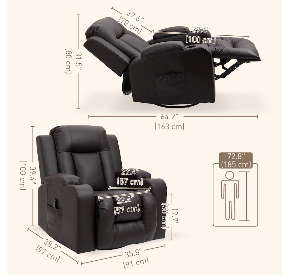 Image 917549_ALTMORE2.jpg, Product 917-549 / Price $609.99 - $629.99, HOMCOM Faux Leather Vibrating Massage Recliner Chair with Remote from HOMCOM on TSC.ca's Home & Garden department