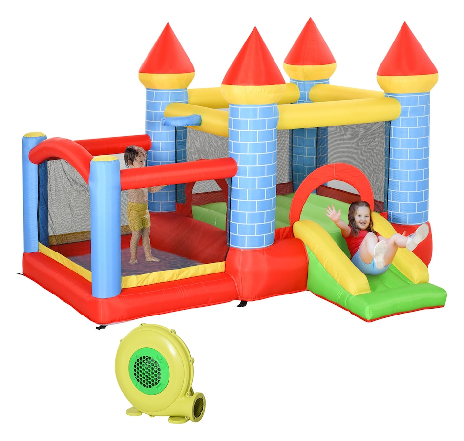 Image 917560.jpg, Product 917-560 / Price $269.99, Qaba 9.2 x 9.5FT Bounce House, 4 in 1 Inflatable Bouncy Castle for Kids from Qaba on TSC.ca's Home & Garden department