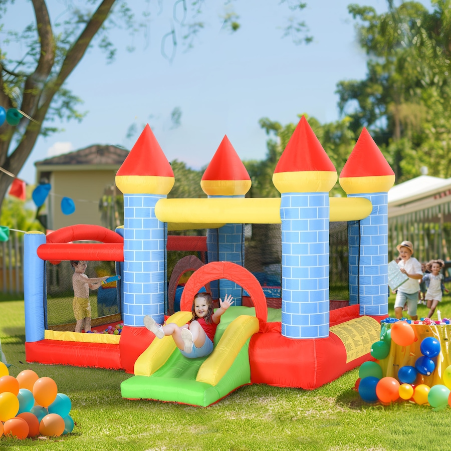 Image 917560_ALTMORE1.jpg, Product 917-560 / Price $259.99, Qaba 9.2 x 9.5FT Bounce House, 4 in 1 Inflatable Bouncy Castle for Kids from Qaba on TSC.ca's Home & Garden department