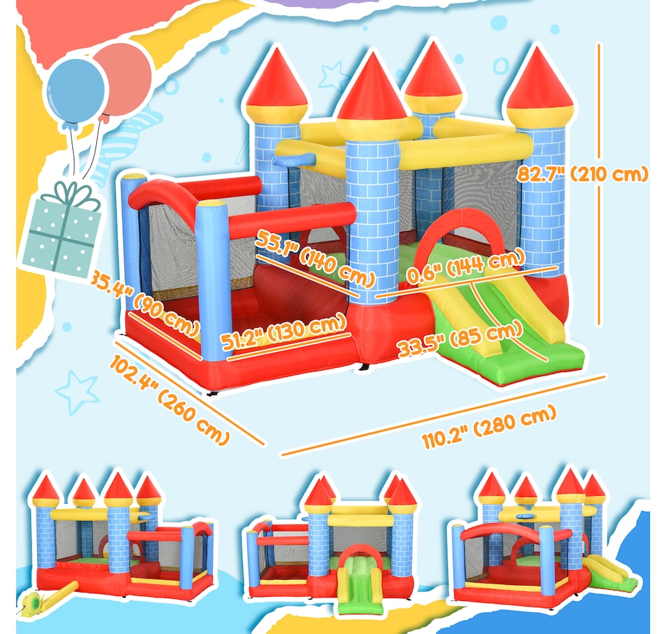 Image 917560_ALTMORE2.jpg, Product 917-560 / Price $269.99, Qaba 9.2 x 9.5FT Bounce House, 4 in 1 Inflatable Bouncy Castle for Kids from Qaba on TSC.ca's Home & Garden department