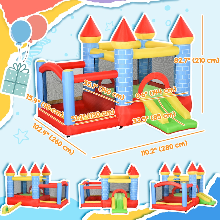 Image 917560_ALTMORE2.jpg, Product 917-560 / Price $259.99, Qaba 9.2 x 9.5FT Bounce House, 4 in 1 Inflatable Bouncy Castle for Kids from Qaba on TSC.ca's Home & Garden department