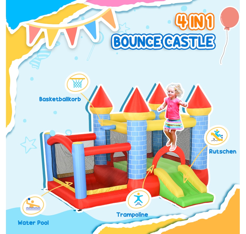 Image 917560_ALTMORE4.jpg, Product 917-560 / Price $269.99, Qaba 9.2 x 9.5FT Bounce House, 4 in 1 Inflatable Bouncy Castle for Kids from Qaba on TSC.ca's Home & Garden department