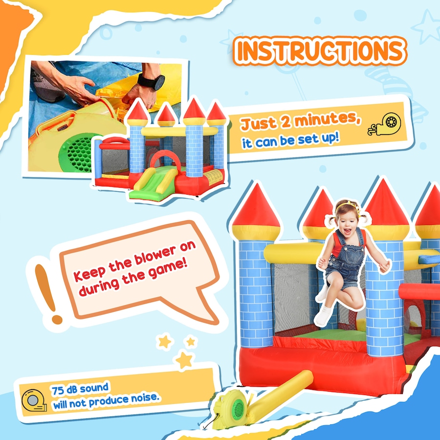 Image 917560_ALTMORE7.jpg, Product 917-560 / Price $259.99, Qaba 9.2 x 9.5FT Bounce House, 4 in 1 Inflatable Bouncy Castle for Kids from Qaba on TSC.ca's Home & Garden department